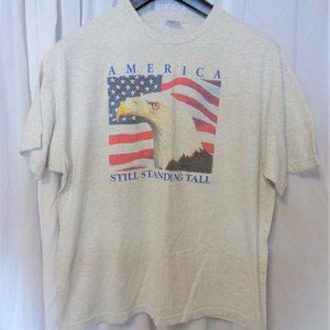 MENS 2XL AMERICA STILL STANDING TALL EAGLE AND FLAG COMFY CASUAL TEE SHIRT